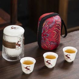 Teaware Sets Portable Quick Cup Ceramic Travel Kung Fu Tea Set Outdoor Travel 1 Pot 3 Cups Coffee Teapot for Tea in a Cup Coffeeware Teaware