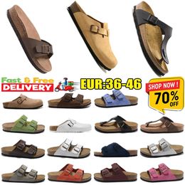 2024 Designer Mens Slippers Sandal clogs Sandals Mens Womens Slides Black White pink Suede Leather Buckle Strap Platform Falt Slides new style size 36-46