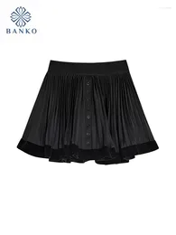 Skirts High Quality Black A-Line Skirt Women's Vintage Classical Cozy Pleated Party Prom Gothic Spring Summer Casual Coquette