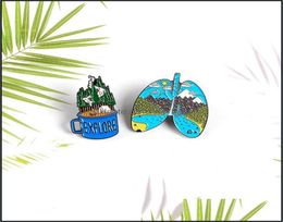 Pins Brooches Jewelry Explore The Natural Forest Outdoor Cam Tent Lung Shape Coffee Cup Enamel Brooch For Friends Who Like Adventu5044305