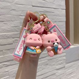 Little Pig Pendant Network Red Keychain Car Pendant Accessories Keychain Drip Adhesive PVC Cartoon Doll Jewelry