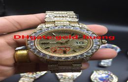 Luxury 43mm Big Iced diamonds Mechanical man watch Multi color dial All diamond band Automatic Stainless steel men039s watche297796791