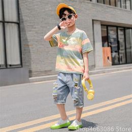 Clothing Sets Kids Clothes Boys' Short Sleeve T Shirt Pant Suits Children's Summer Two Piece 4-5 6 7 8 9 10 11 12 Ages