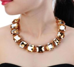 Jerollin Fashion Jewellery Gold Chain 5 Colours Square Glasses Chunky Choker Statement Bib Necklace for Women6022066