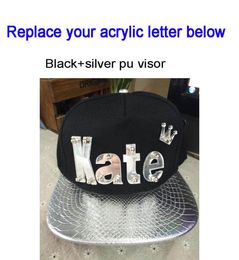 Custom Snapbacks 3D acrylic letters PU Leather flat Visor hats whole Adjustable Acrylic Hip Hop Cap6161419