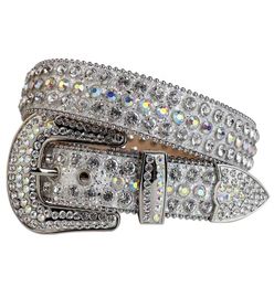 Colourful glitter white kids digner diamond studded belt luxury bling cowboy cowgirl rhintone belt adjustable length3289978