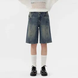 Women's Jeans Y2k Denim Baggy Shorts Woman 2024 Wide Leg Pants Loose Knee Length Cropped Barrel Men's Low Waist Trousers