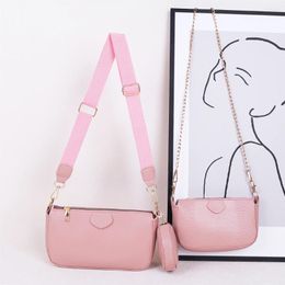 Shoulder Bags Fashion Removable Women PU Leather Pure Color Chain Crossbody Messenger Bag Casual Ladies 3pcs Composite