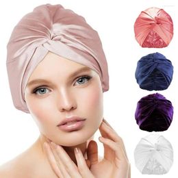 Berets Hair Protection Hat Adjustable Knotted Satin Hairs Bonnet Double Layer Wrap Women Care Turban Sleep