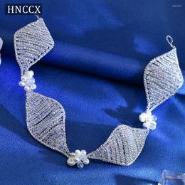 Headpieces HNCCX Bridal Handmade Beaded Headband Headdress Wedding Hair Accessories Pageant Miss Headpiece Pearl Bride Ornaments CP478