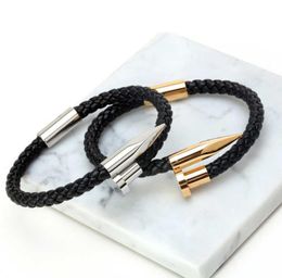 Mcllroy Bracelets Men brackelts Bangles Pulseiras 6mm Weave Genuine leather Nail bracelet Charm love cuff bracelet masculina3847070