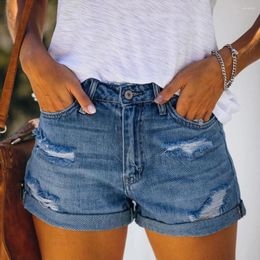 Women's Jeans HBP102 Sexy Stretch Cuffs Middle Waist Ripped Denim Shorts For Women Casual Zip