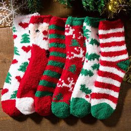 Women Socks 1 Pair Christmas Gift Casual Winter Xmas Kids Cotton Cartoon Warm Cute Girls Socken Decors