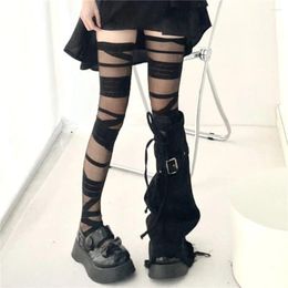 Women Socks Nylon Transparent Stripe Stockings Comfortable Elastic Ultra-thin High Tube Long Breathable Lolita JK Style Girl