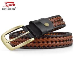 DINISITON Braided Belt For Mens Woven Belts Luxury Genuine Leather Cow Straps Hand Knitted Designer Men For Jeans Girdle Male 20112405096