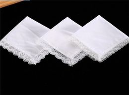 25cm White Lace Thin Handkerchief Cotton Towel Woman Wedding Gift Party Decoration Cloth Napkin DIY Plain Blank FWB6778 1466 T26496686