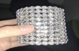 Women039s Bridal Bracelet Big Sparkling Diamond Rhinestone Trendy Sexy Bangle Armband Arm Cuff Party Jewelry With Clear Crystal5975103