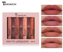 Lip Gloss TEAYASON 4 Pcs Set Multicolors Lasting Waterproof Nonstick Cup Liquid Lipstick Matte Cosmetics Lips Makeup TSLM17330638