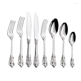 Dinnerware Sets Baroque Royal Vintage Silverware Stainless Steel Flatware Luxury Wedding Cutlery Set