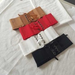 Belts Women Wide Corset Belt Waistband Female Elastic High Waist Bandages Girdle Belts for Coat Dress Feminin Ceinture Red Corset Belt