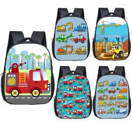 School Bags Cartoon Firetruck Excavator Tractor Backpack Children Kids Kindergarten Bag Baby Toddler Boys Book Gift