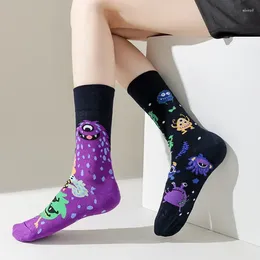 Men's Socks Skeleton Alien Girl Pumpkin Monster Bat Crew Halloween Women Harajuku Funny