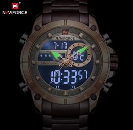 New NAVIFORCE Men Watch Top Luxury Brand Full Steel Waterproof Watches Mens Military Sports Quartz Wristwatches Relogio Masculin292372364