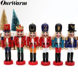 6pcs Wood Nutcracker Christmas Lucky Christmas Nutcracker Decorations Ornaments Drawing Walnuts Soldiers Band Dolls1866581