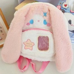 Backpacks MBTI Cute Rabbit Backpack Womens Japanese Style Fashion Plush Cartoon Sweet Backpack Kawaii Casual Womens New Aesthetics BagL2405