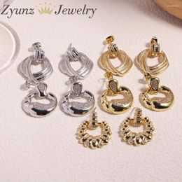 Dangle Earrings 5 Pairs Gold-Color Drop Set Zircon Vintage Circle Geometric Twist For Women Girls Trendy Jewellery Gifts