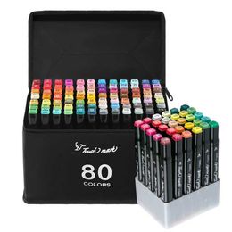 Markers 12-80 Colour Art Mark Alcohol Felt Pen Comic Sketching Mark Double Brush Art School Supplies Painting Set School SuppliesL2405