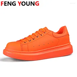 Fitness Shoes 2024 Fashion Vulcanised Sneakers Women Lover Lace-up Casual Orange Basket Breathable Walking Sewing Men Flats