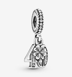 New Arrival 100 925 Sterling Silver 40th Celebration Dangle Charm Fit Original European Charm Bracelet Fashion Jewellery Accessorie1867908