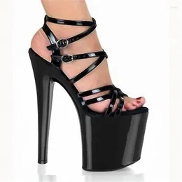 Dance Shoes 20CM Lacquered Platform Sexy Heels Cross-lace Women's 8-inch Banquet Stage Dancing