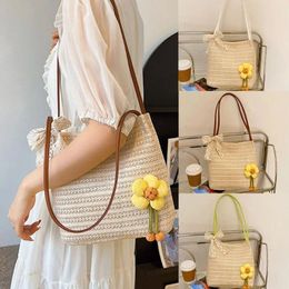 Drawstring Large Capacity Straw Woven Bag Spring Summer Shopper Totes Causal Weave Tote Travel