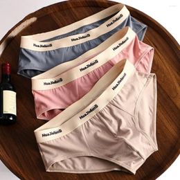 Underpants Elastic Band Men Underwear Men's Soft Breathable Anti-septic Briefs With U Convex Design Letter Print Comfortable Mid For Casual