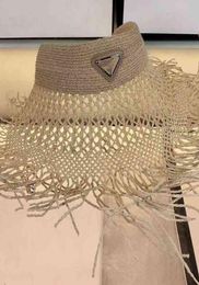 Designer hat Ball Caps Rough edged large eaves Lafite grass hand woven natural empty top women039s Summer Beach for vacation an7787995