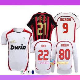 Retro 06 07 AC Soccer Jerseys 2006 2007 Home Away KAKA MILAN SHEVCHENKO INZAGHI NESTA PIRLO RONALDO Maldini football shirts size S-XXL