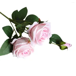Decorative Flowers Beautiful Rose Artificial Silk Small White Bouquet Vases For Home Party Winter Wedding Decoration Fake Plant