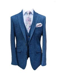 Men's Suits 3 Piece Herringbone Suit Two Buttons Notch Lapel Tailored Fit Tuxedo