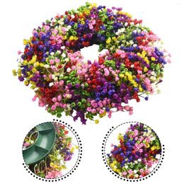 Decorative Flowers Seasonal Decoration Weddings Garlands Gypsophila Wreaths 40cm/15.75inch Colourful For Front Door Holiday Home Decor