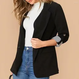 Women's Suits Casual Suit Coat Elegant Lapel With Single Button Closure Pockets 3/4 Sleeve Solid Colour For Workwear