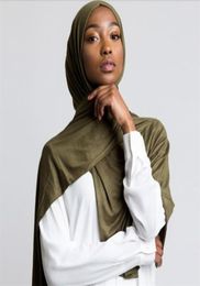 Scarves 2022 Women Plain Bubble Cotton Jersey Scarf Head Hijab Wrap Solid Color Headband Shawls Foulard Femme Muslim Hijabs Store1482579