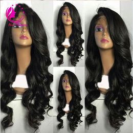 Full density Virgin Brazilian Human Hair loose Wave Wig Glueless Remy Cheap Human Hair Full Lace Wig With Side Bangs6497427