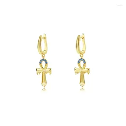 Dangle Earrings 925 Sterling Silver Jewelry Cross Pendant 18k Gold Plated Hoop Earring For Women Free Laser Logo Wholesale