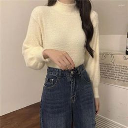 Women's Sweaters Autumn Winter Solid Colour Fashion Long Sleeve Sweater Women High Street Cute Youth All-match Pullovers Elegant Chic Tops