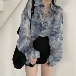 Women's Polos Womens Fashion Tie Dye Harajuku Gothic Top New Korean Loose Casual Clothing Sun Protection Embroidery Summer Full ColorL2405