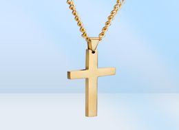 MIC Fashion alloy Glossy Cross charm Pendant Chain Necklace for Men Women 2224 Inches 4 Colours 12pcs lots207f3498915