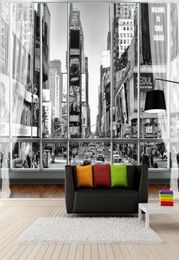 Wallpapers po Custom Stereoscopic for Walls 3D Black White Wallpaper City New York Street View 3D Wall Murals for Bedroom5149471