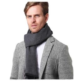 Scarves New Winter Cashmere Scarf Men Business Plain Color Pashmina Autumn Wool Scarves And Wraps Male High Quality Keep Warm L2209756055